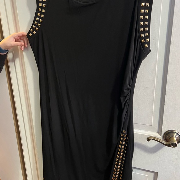 NWOT Black Michael Kors hi low dress with gold studs 2X - Picture 6 of 9